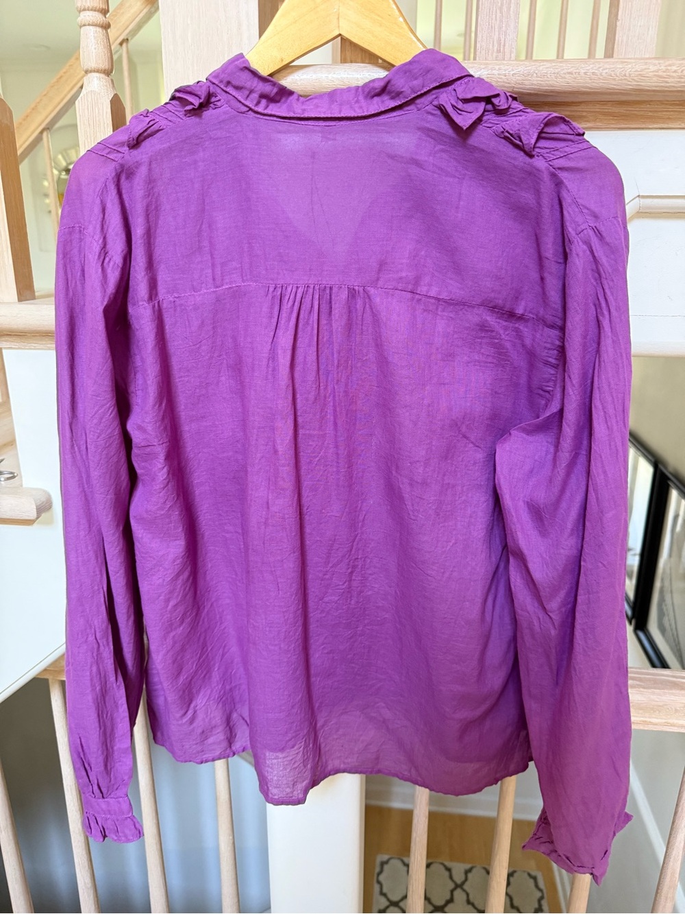 JP And Mattie Blanchard Ruffle Button Down Blouse in Purple L NWT - Picture 7 of 11